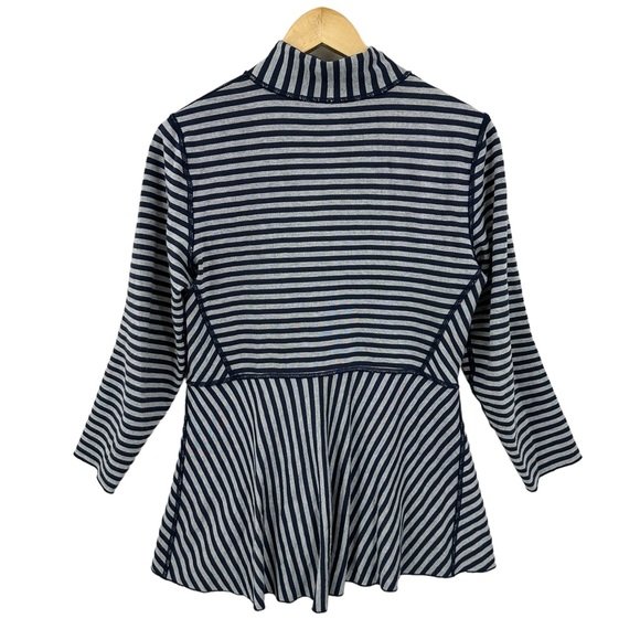 SOFT SURROUNDINGS Jacket Striped Reversible Full Zip Blue Gray 2BW08 - Picture 2 of 8